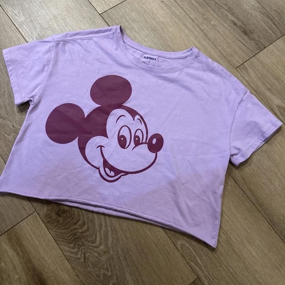 Old Navy‎ X Disney Mickey Mouse Cut Off Crop Tee Purple Girl's Size XL 14-16
